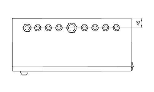 Общий вид внутренней компоновки и расположения кабельных вводов шкафа ШВН‑16U‑тип 2