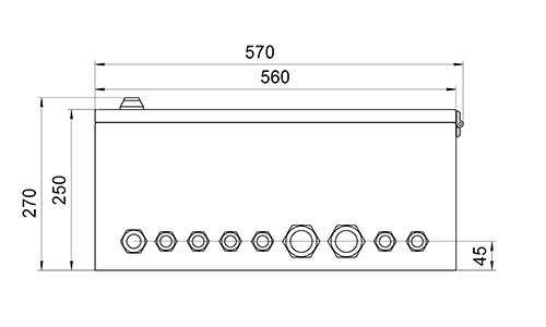 Общий вид внутренней компоновки и расположения кабельных вводов ШВН‑18U‑тип 3