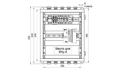 Общий вид, габаритные и установочные размеры шкафа ШВН‑тип 5
