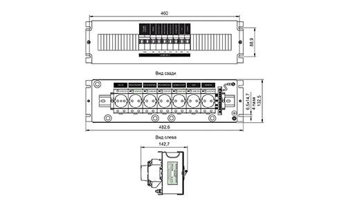 Общий вид, габаритные и установочные размеры панели